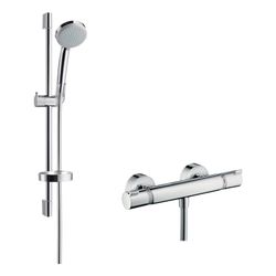 hansgrohe Croma 100 Brausesystem Aufputz Vario, 650mm Brausestange, Chrom, Ecostat ... HANSGROHE-27034000 4011097679679 (Abb. 1)