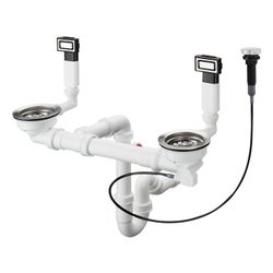 hansgrohe D15-11 Automatische Ab-, Überlaufgarnitur für Doppelbecken, Edelstahl... HANSGROHE-43932800 4059625248706 (Abb. 1)