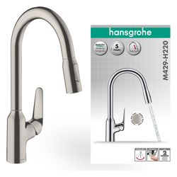 hansgrohe Focus M42 Einhebel-Küchenmischer 220mm 8l/min 2jet, Edelstahl Finish, Aus... HANSGROHE-71800800 4059625085110 (Abb. 1)