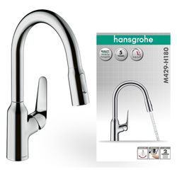 hansgrohe Focus M42 Einhebel-Küchenmischer 180mm 8l/min 2jet, Chrom, Ausziehbrause... HANSGROHE-71801000 4059625085103 (Abb. 1)