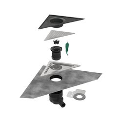 hansgrohe RainDrain Corner Komplettset Punktablauf 240x240mm, Edelstahl gebürstet... HANSGROHE-56252800 4059625489444 (Abb. 1)