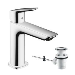 hansgrohe Logis Einhebel-Waschtischmischer 110mm 5l/min Fine Chrom mit Zugstangen-G... HANSGROHE-71251000 4059625356210 (Abb. 1)