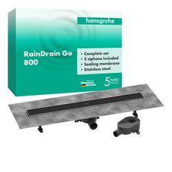 hansgrohe RainDrain Go Komplettset Duschrinne 800mm rückseitig befliesbar, Mattschw... HANSGROHE-56273670 4059625541524 (Abb. 1)