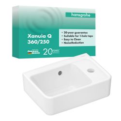 hansgrohe Xanuia Q Handwaschbecken 360x250mm mit Hahnloch und Überlauf, Weiß... HANSGROHE-60129450 4059625478691 (Abb. 1)