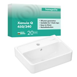 hansgrohe Xanuia Q Handwaschbecken 450x340mm mit Hahnloch und Überlauf, Weiß... HANSGROHE-60130450 4059625478684 (Abb. 1)