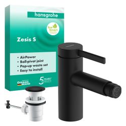 Hansgrohe Zesis S Einhebel-Bidetmischer mit Zugstangen-Ablaufgarnitur, Mattschwarz... HANSGROHE-74200670 4059625563311 (Abb. 1)