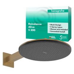 Hansgrohe Raindance Alive S Kopfbrause 300mm, 10,1l/min, 2jet, Brausearm, Brushed B... HANSGROHE-24540140 4059625449370 (Abb. 1)