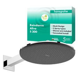 Hansgrohe Raindance Alive S Kopfbrause 300mm, 6,6l/min, 2jet EcoSmart, Brausearm, C... HANSGROHE-24541000 4059625449387 (Abb. 1)