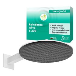 Hansgrohe Raindance Alive S Kopfbrause 300mm, 6,6l/min, 2jet EcoSmart, Brausearm, M... HANSGROHE-24541700 4059625449400 (Abb. 1)