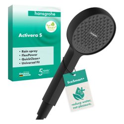 Hansgrohe Activera S Handbrause 1jet, 95mm, EcoSmartPlus, FlexPower, Mattschwarz... HANSGROHE-28032670 4059625615546 (Abb. 1)