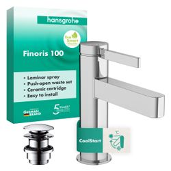 Hansgrohe Finoris Einhebel-Waschtischmischer 100mm, 5l/min, CoolStart, Push-Open Ab... HANSGROHE-76012000 4059625751350 (Abb. 1)