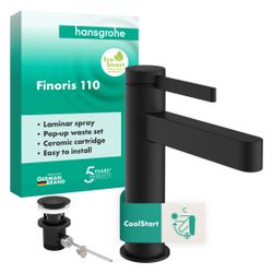 Hansgrohe Finoris Einhebel-Waschtischmischer 110mm, 5l/min, CoolStart, Zugstangen-A... HANSGROHE-76025670 4059625751206 (Abb. 1)
