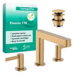 Hansgrohe Finoris 3-Loch Waschtischarmatur 110mm, 5l/min, Push-Open Ablaufgarnitur,... HANSGROHE-76033140 4059625751534 (Abb. 1)