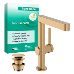 Hansgrohe Finoris Einhebel-Waschtischmischer 230mm, 5l/min, Schwenkauslauf, Push-Op... HANSGROHE-76060140 4059625751411 (Abb. 1)