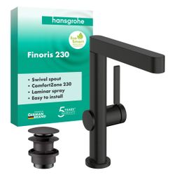 Hansgrohe Finoris Einhebel-Waschtischmischer 230mm, 5l/min, Schwenkauslauf, Push-Op... HANSGROHE-76060340 4059625751404 (Abb. 1)