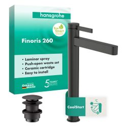 Hansgrohe Finoris Einhebel-Waschtischmischer 260mm, 5l/min, CoolStart für AWT, Push... HANSGROHE-76072340 4059625751732 (Abb. 1)
