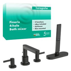 Hansgrohe Finoris 4-Loch Wannenrandarmatur, 23,5l/min, sBox, Brushed Black Chrome... HANSGROHE-76444340 4059625751848 (Abb. 1)