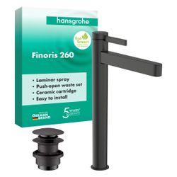 Hansgrohe Finoris Einhebel-Waschtischmischer 260mm, 5l/min, für AWT, Push-Open Abla... HANSGROHE-76070340 4059625813447 (Abb. 1)