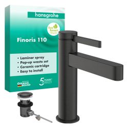 Hansgrohe Finoris Einhebel-Waschtischmischer 110mm, 5l/min, Zugstangen-Ablaufgarnit... HANSGROHE-76020340 4059625813409 (Abb. 1)