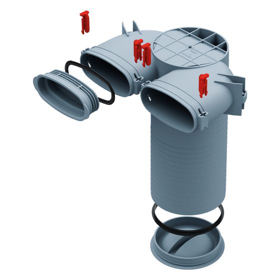 Helios FRS-DWK 2-51/125 FlexPipe Decken-/Wandkasten DN 125 und 2 Stutzen oval 51mm für Decken-/ Wandventile