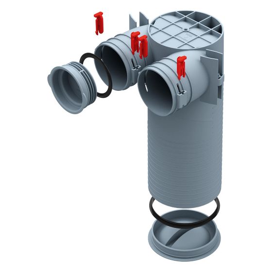 Helios FRS-DWK 2-75/125 FlexPipe Decken-/Wandkasten DN 125 und 2 Stutzen rund DN 75 für Decken-/ Wandventile