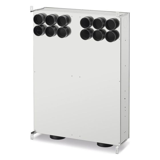 Helios KWL-MZB 6 und 1 - 75/125 L90 MultiZoneBox links 90 Grad, 2x 7 Einzelstutzen für Anschluss DN 75, Zu- und Abluft DN 125