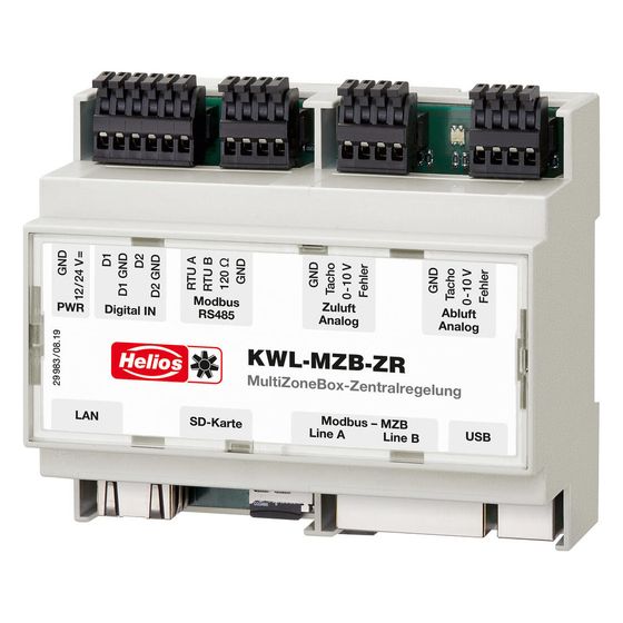 Helios KWL-MZB-ZR MultiZoneBox Zentralregelung, Anschluss bis zu 255 MZB