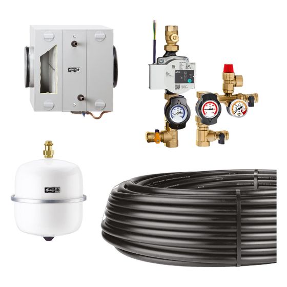 Helios SEWT-Bausatz Sole-Erdwärmetauscher, Komplettbausatz mit WT-Modul Hydraulik, Steuerung, Kollektor