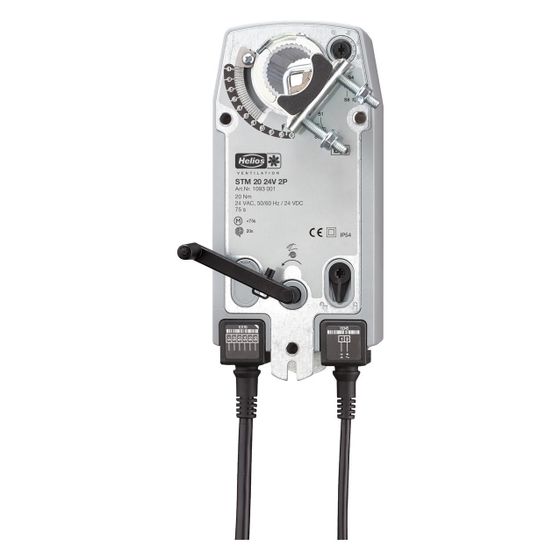Helios STM 20 24V 2P Klappen-Stellmotor, 20Nm 24V DC, IP 54 Federrücklauf, Hilfsschalter