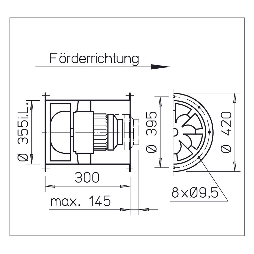 Helios VARW 355/4 TK Radax Hochdruck-Rohrventilator 1-PH, 230V, 3470m3/h, 370W... HELIOS-06682 4010184066828 (Abb. 2)