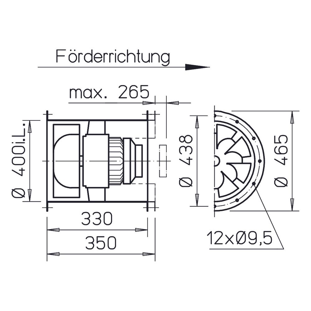 Helios VARD 400/4/2 Radax Hochdruck-Rohrventilator 3-PH polumschaltbar, 400V, 10700m3/h, ... HELIOS-06782 4010184067825 (Abb. 2)