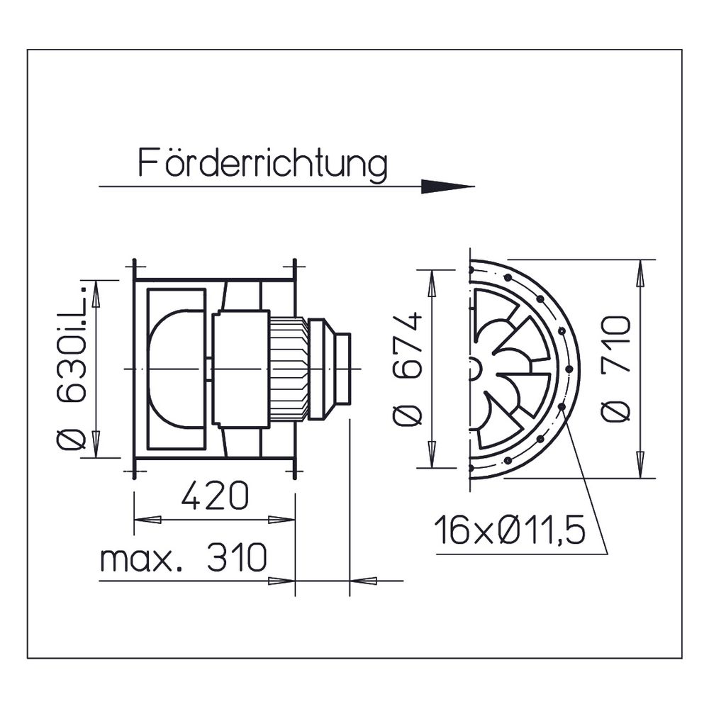 Helios VARD 630/8/4 Radax Hochdruck-Rohrventilator 3-PH polumschaltbar, 400V, 21170m3/h, ... HELIOS-06792 4010184067924 (Abb. 2)