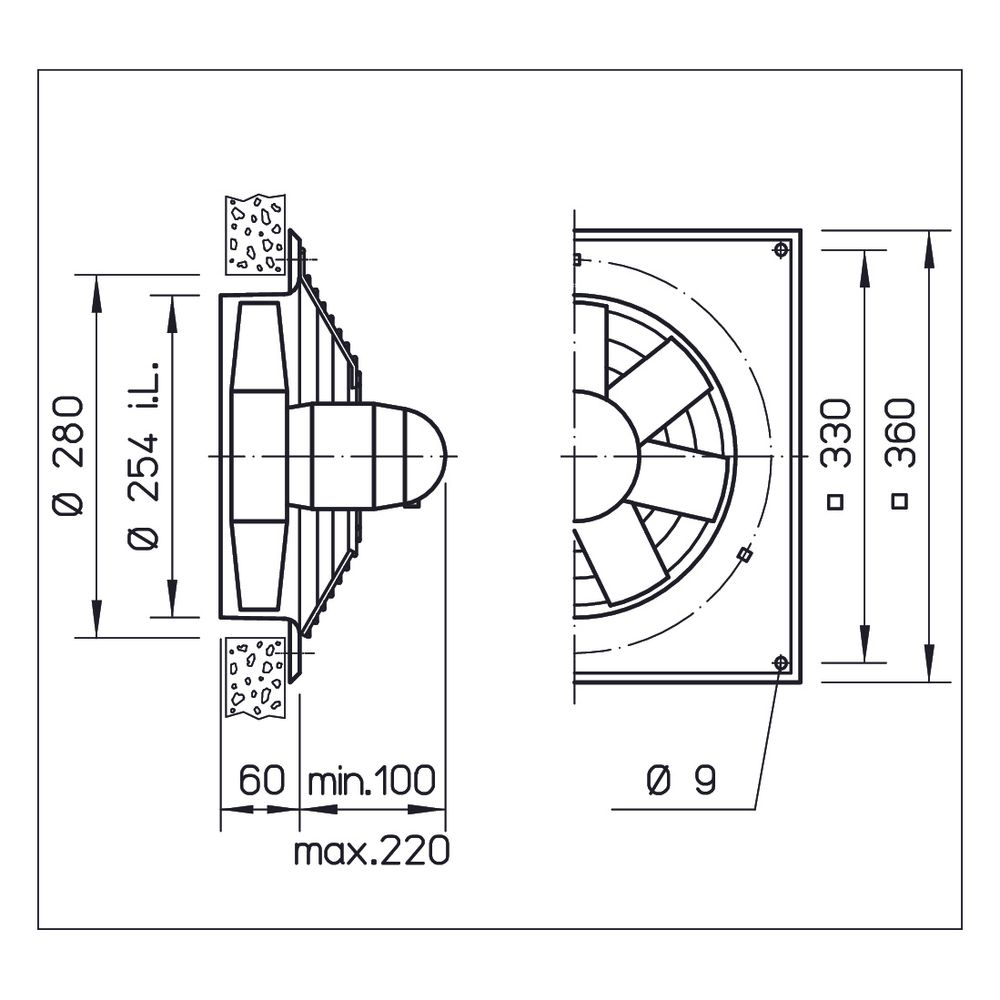 Helios HQW 250/2 EX Axial-Hochleistungsventilator 1-PH 230V, EX-geschützt, 1950m3/h, 180W... HELIOS-01094 4010184010944 (Abb. 2)