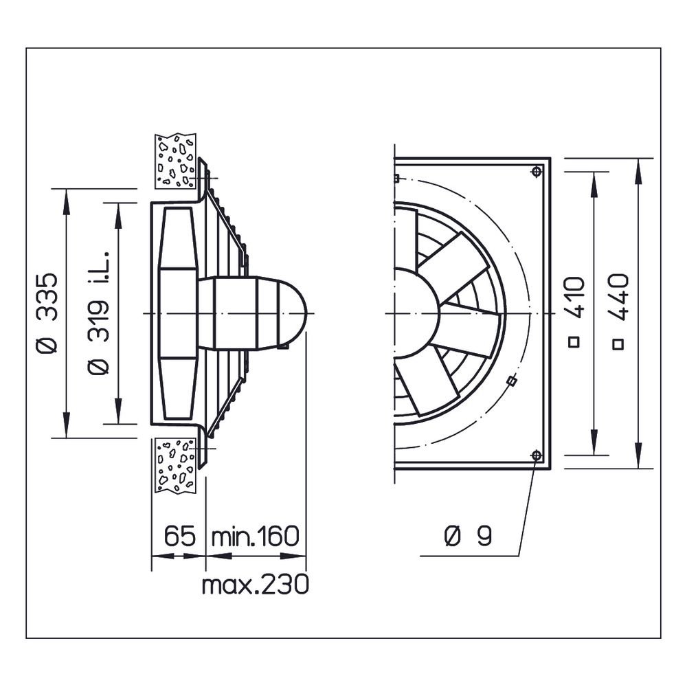 Helios HQW 315/4 EX Axial-Hochleistungsventilator 1-PH 230V, EX-geschützt, 2070m3/h, 60W,... HELIOS-00442 4010184004424 (Abb. 2)