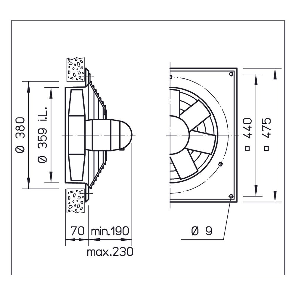 Helios HQD 355/2 EX Axial-Hochleistungsventilator 3-PH 400V, EX-geschützt, 5910m3/h, 550W... HELIOS-01151 4010184011514 (Abb. 2)