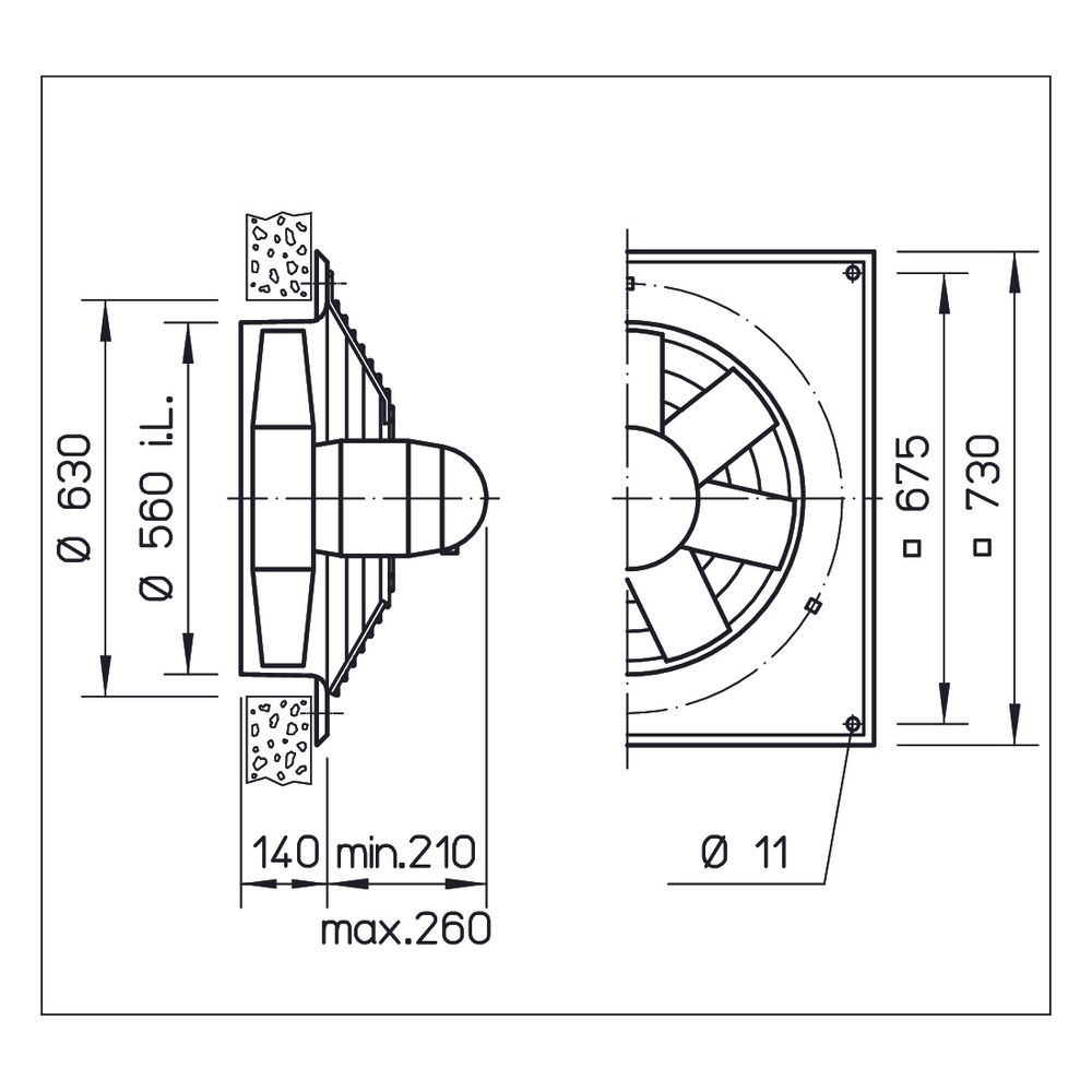 Helios HQW 560/4 Axial-Hochleistungsventilator 1-PH 230V, TK drehzahlsteuerbar, 12180m3/h... HELIOS-05054 4010184050544 (Abb. 2)