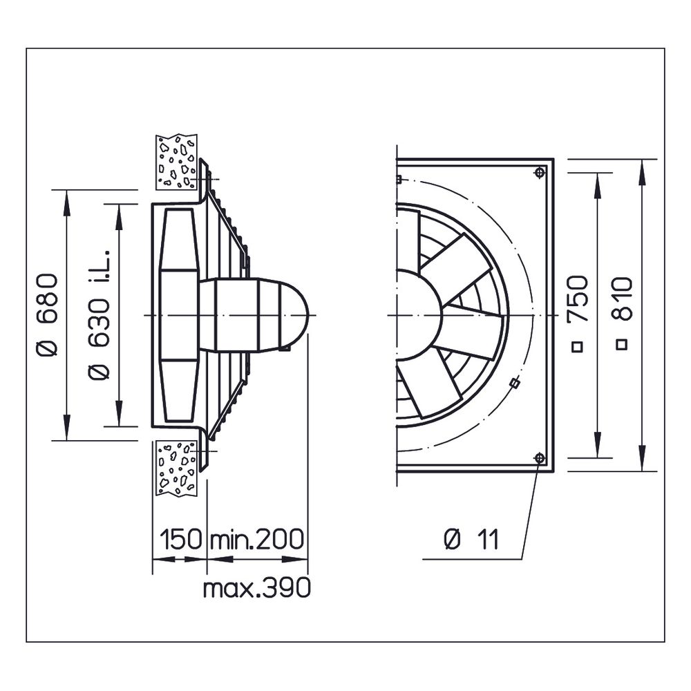 Helios HQW 630/4 Axial-Hochleistungsventilator 1-PH 230 V, TK, drehzahlsteuerbar, 16210m3... HELIOS-05056 4010184050568 (Abb. 2)