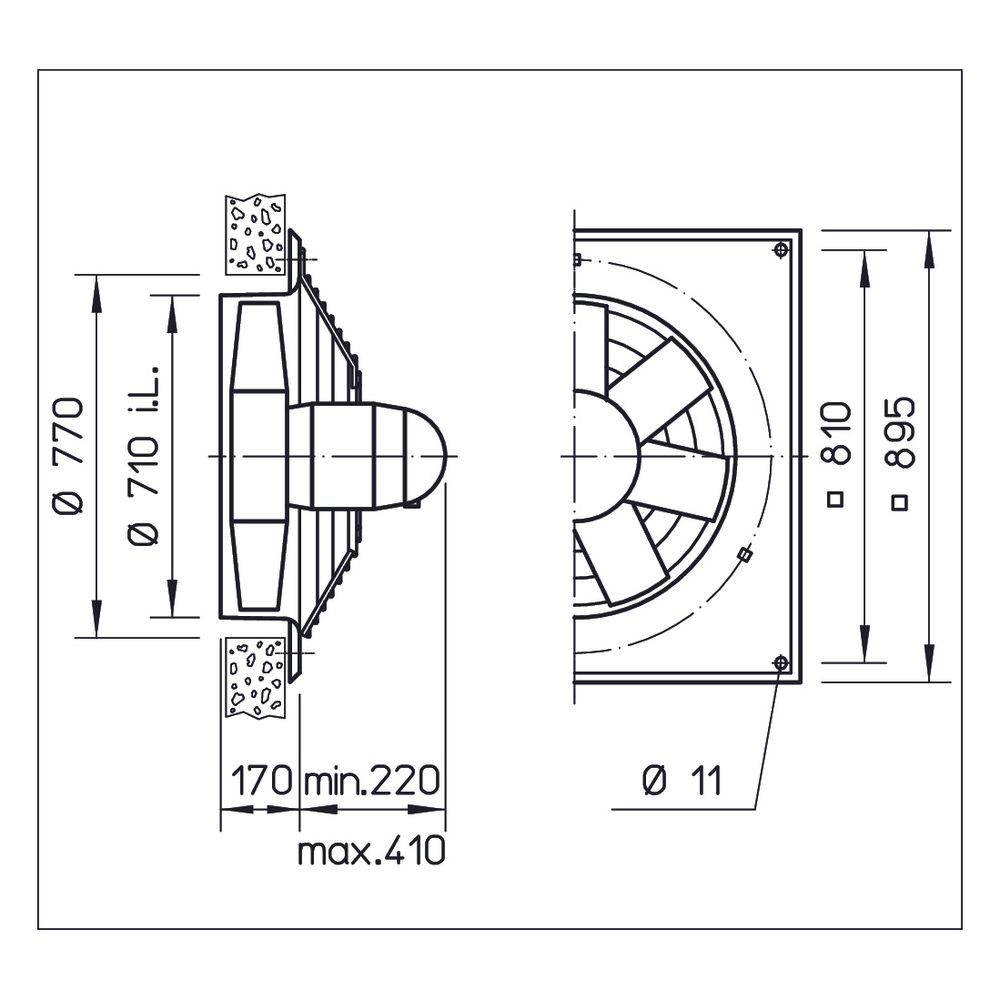 Helios HQD 710/6 Axial-Hochleistungsventilator 3-PH 400V, KL, drehzahlsteuerbar, IE3-Moto... HELIOS-05603 4010184056034 (Abb. 2)