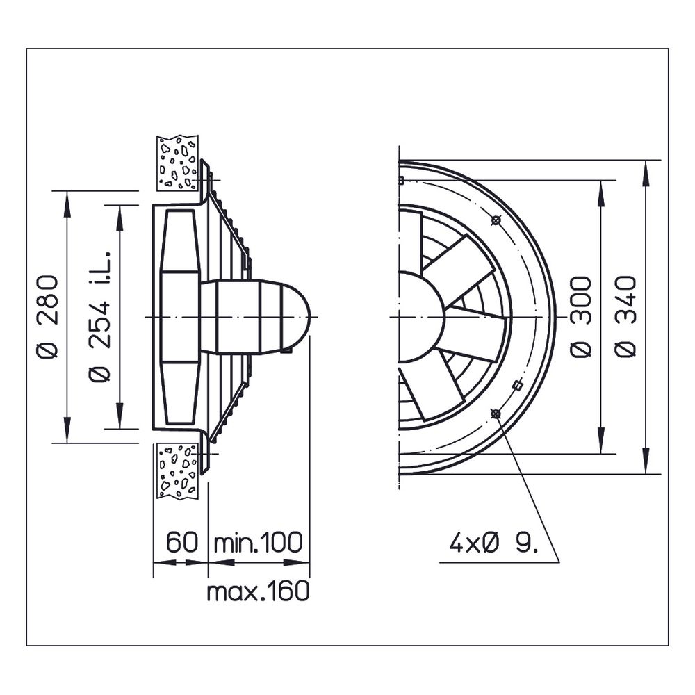 Helios HWW 250/4 Axial-Hochleistungsventilator 1-PH 230V, TK, drehzahlsteuerbar, 930m3/h,... HELIOS-01001 4010184010012 (Abb. 2)