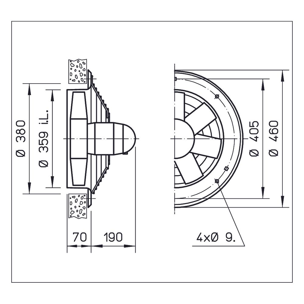 Helios HWW 355/4 Axial-Hochleistungsventilator 1-PH 230V, TK, drehzahlsteuerbar, 2850m3/h... HELIOS-01006 4010184010067 (Abb. 2)