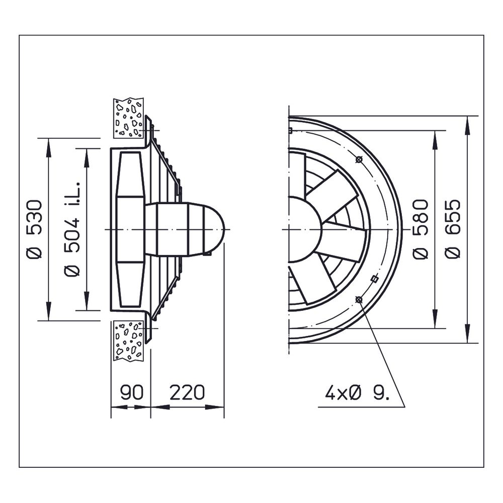 Helios HWD 500/4 Axial-Hochleistungsventilator 3-PH 400V, TK, drehzahlsteuerbar, 8200m3/h... HELIOS-01030 4010184010302 (Abb. 2)