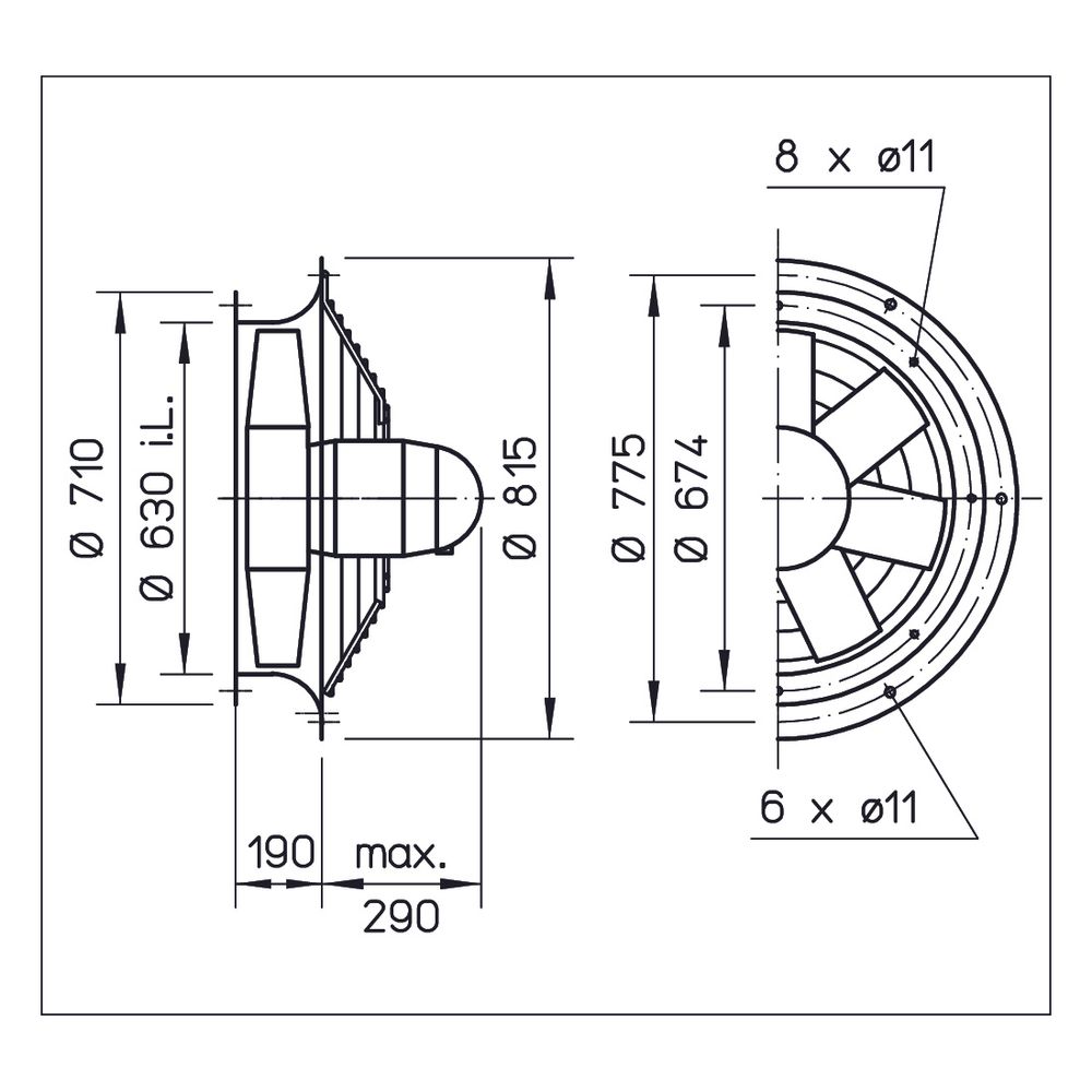 Helios HWD 630/4/4 Axial-Hochleistungsventilator 3-PH 400V, TK, zweitourig Stern/Dreieck,... HELIOS-01033 4010184010333 (Abb. 2)