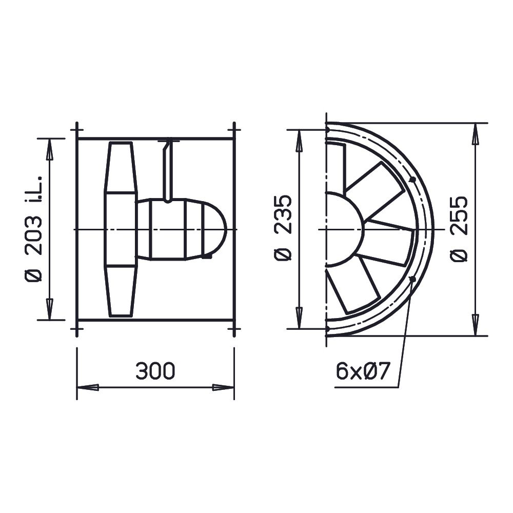 Helios HRFW 200/4 Axial-Hochleistungsventilator 1-PH 230V regelbar, 520m3/h, 25W... HELIOS-07540 4010184075400 (Abb. 2)