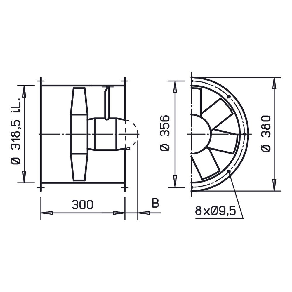 Helios HRFW 315/4 EX Axial-Hochleistungsventilator 1-PH 230V, EX-geschützt, 2070m3/h, 60W... HELIOS-00439 4010184004394 (Abb. 2)