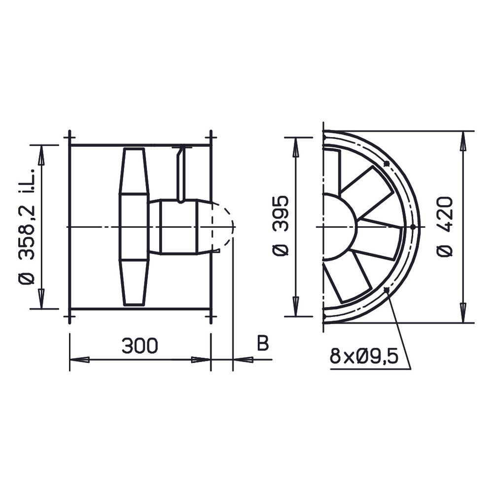 Helios HRFW 355/4 EX Axial-Hochleistungsventilator 1-PH 230V, EX-geschützt , 2940m3/h, 18... HELIOS-00443 4010184004431 (Abb. 2)