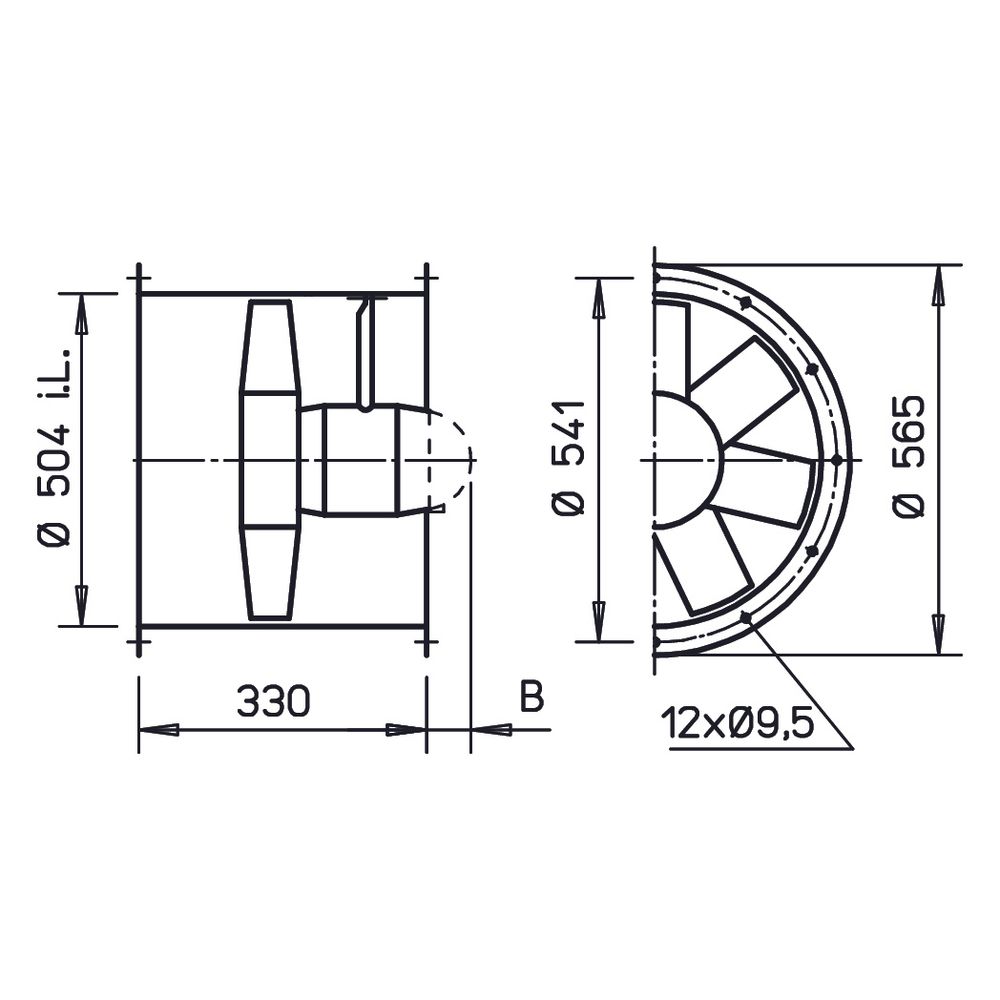 Helios HRFD 500/6 EX Axial-Hochleistungsventilator 3-PH 400V, EX-geschützt, nicht regelba... HELIOS-00489 4010184004899 (Abb. 2)