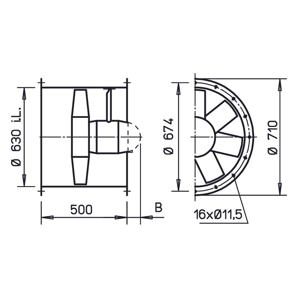 Helios HRFD 630/4/4 Axial-Hochleistungsventilator 3-PH 400V regelbar, TK, 17000m3/h, 0,9/... HELIOS-00245 4010184002451 (Abb. 2)