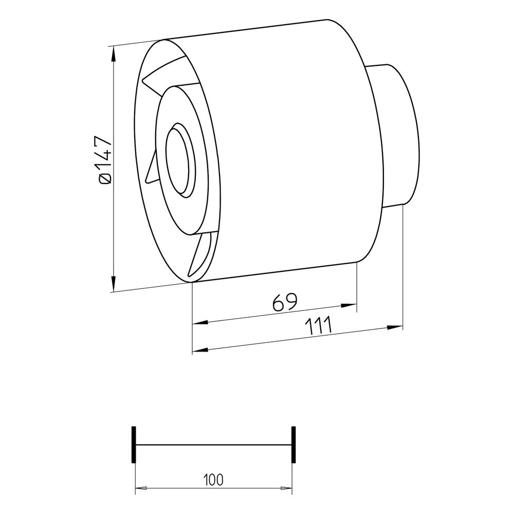 Helios REW 150/2 Rohreinschubventilator DN 150, 1-PH 230V, 29W, 330m3/h, 29W... HELIOS-00440 4010184004400 (Abb. 2)