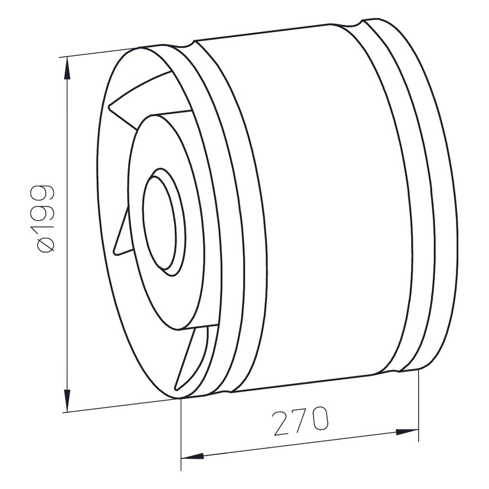 Helios REW 200/4 Rohreinschubventilator DN 200, 1-PH 230V, 30W, 550m3/h, 30W... HELIOS-07504 4010184075042 (Abb. 2)