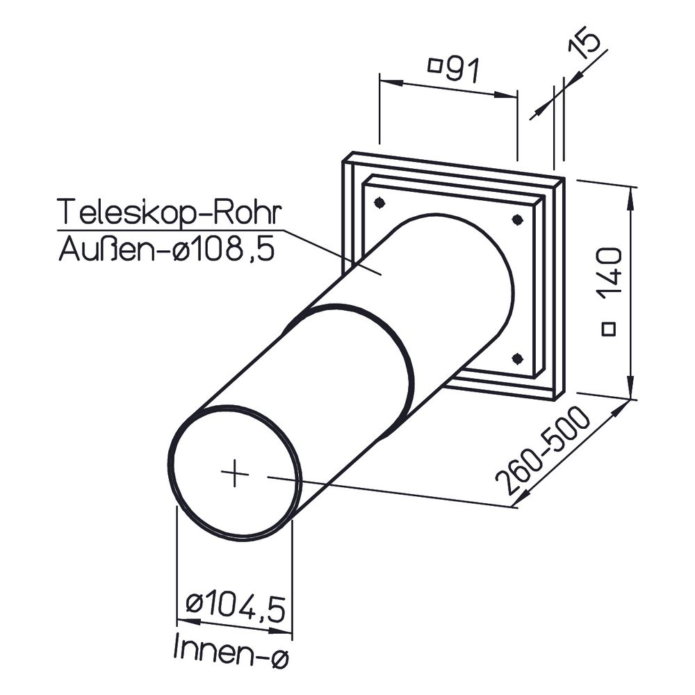 Helios WES 90 Wandeinbausatz DN 110 für UP-Einbau von 260 bis 500mm, Kunststoff... HELIOS-00717 4010184007173 (Abb. 2)